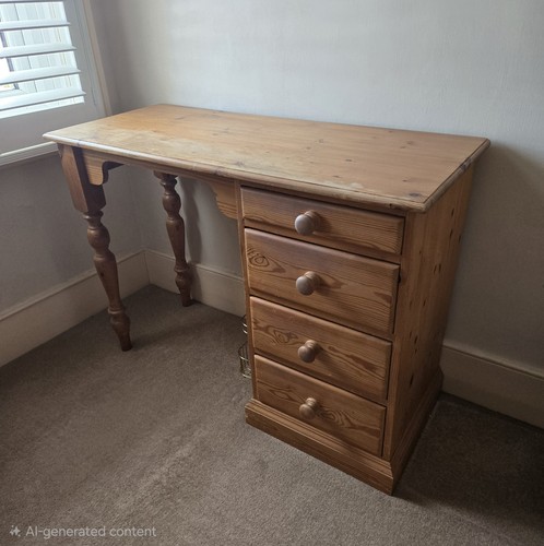 Pine wood drawer desk - pine,