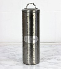 Pasta Tin 29cm Hammered Stainless Steel Grey Airtight Spaghetti Storage Canister