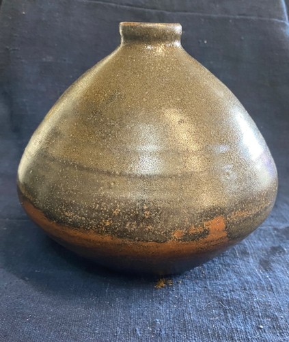 Studio pottery vase ash - studio, glaze