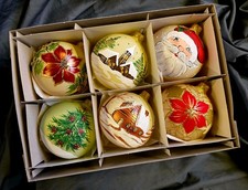 Hand Made Mouth Blown set of 6 . 8cm Christmas Glass Baubles Ornaments multisale