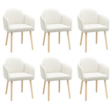 Set of 6 Beige Boucle Carver Dining Chairs - Claudia BUN/CLA003/93873
