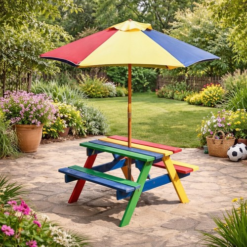Kids picnic table - kids, wooden