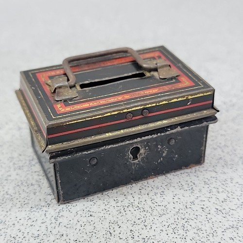 Mini vintage metal cash tin - vintage,