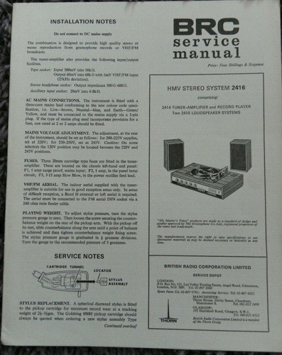 Hmv 2416 record player - hmv,