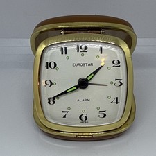 Vintage Eurostar Japan Wind Up folding Travel Alarm Clock - New Old Stock 