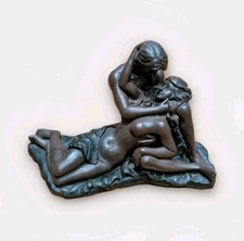 Naked Lovers in Reclining Position Bronze Effect Resin Ornament by Crosa 1998