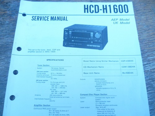 Sony hcd h1600 - hcd-h1600,