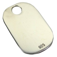 Sterling Silver .925 Hallmarked Metal Military Army Dog Tags 25mm Tag Gift -FD25