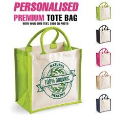 Personalised Shopper Jute Tote Bag Reusable Shopping Carrier Birthday Gift Sack