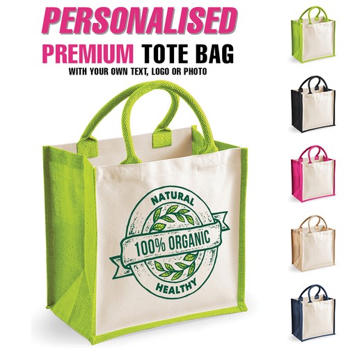 Personalised shopper jute tote - personalised,