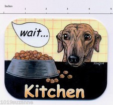 NEW ORIGINAL GREYHOUND DOG PAINTING LAMINATED  KITCHEN DOOR SIGN SUZANNE LE GOOD