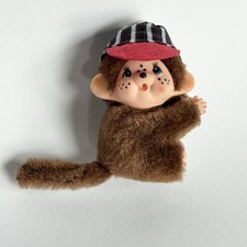 Vintage Monchichi Pencil Hugger Brown Monkey Toy Clip-On Grip Charm Mini