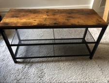 Industrial Shoe Bench Hall Entryway Vintage Storage Metal Rustic Tier Rack Stand
