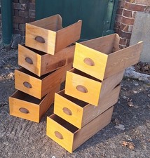 8 Vintage Teak haberdashery drawers with original handles 