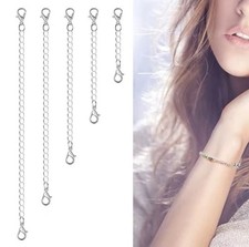 5 x Double Clasp Silver Extension Necklace Bracelet  Jewellery Extender Chain UK