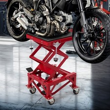 Motorcycle Hydraulic Scissor Lift Stand Motocross Workshop Garage Motorbike RED