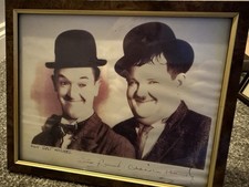 Laurel and Hardy Signed Print In Frame Christmas Gift Present Collector