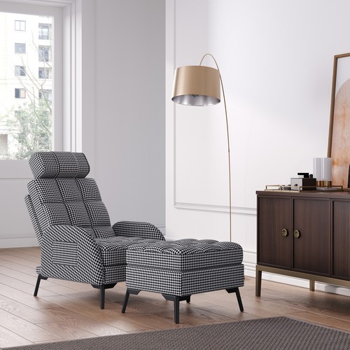 Houndstooth recliner sofa - recliner,