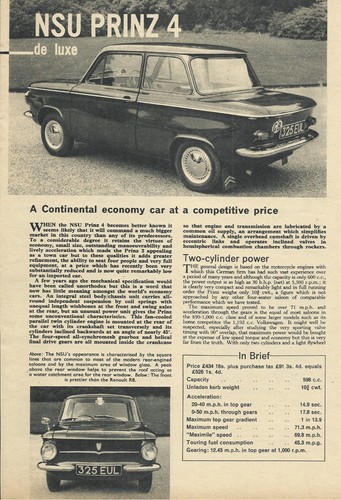 Nsu prinz deluxe - deluxe, original
