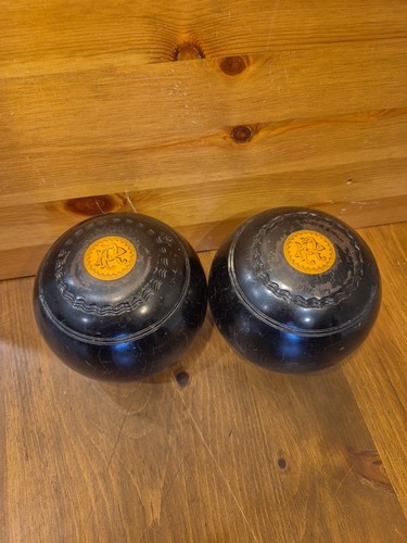 Pair vintage wooden lawn bowls - wooden,