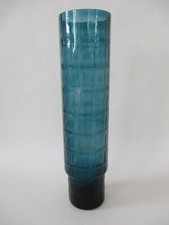 Retro Alsterfors Textured Art Glass Vase Indigo Blue Scandinavian Swedish MCM