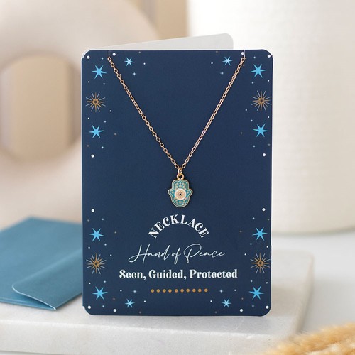 Hand hamsa necklace on - hamsa,
