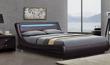BROWN LEATHER BED ITALIAN