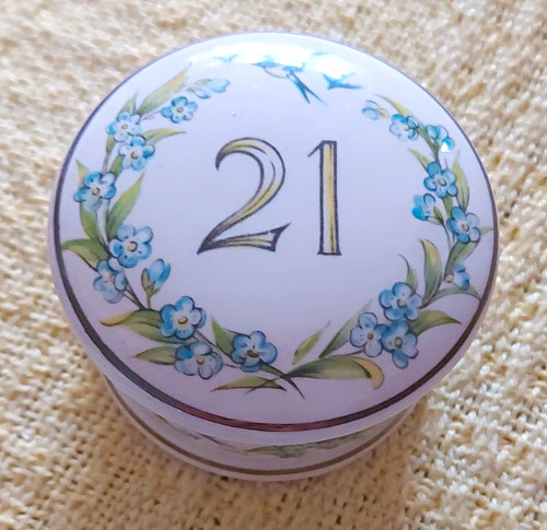 White floral porcelain trinket - white,
