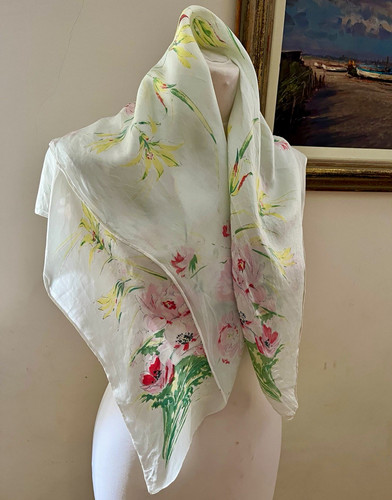 Vintage 100 silk scarf 70cm - scarf,