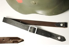 CHINSTRAP GERMAN WW2 HELMET "E.KOMMLE 1940" brown leather, aluminum buckle