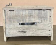 Reclaimed Rustic Weathered Wooden Bread Box Bin, Ecru H30 X L46cm