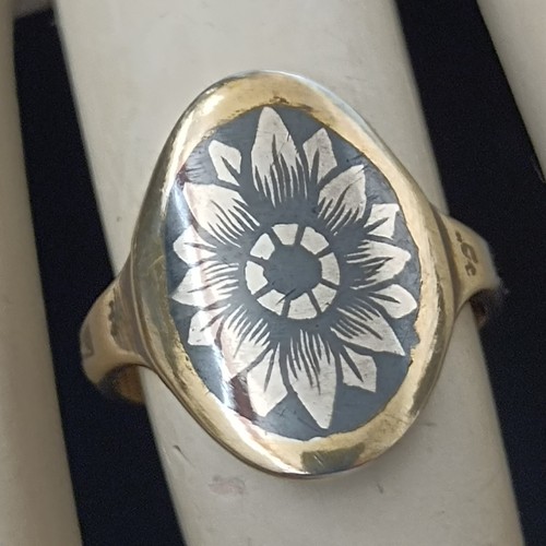 Niello floral ring gilded - ring,