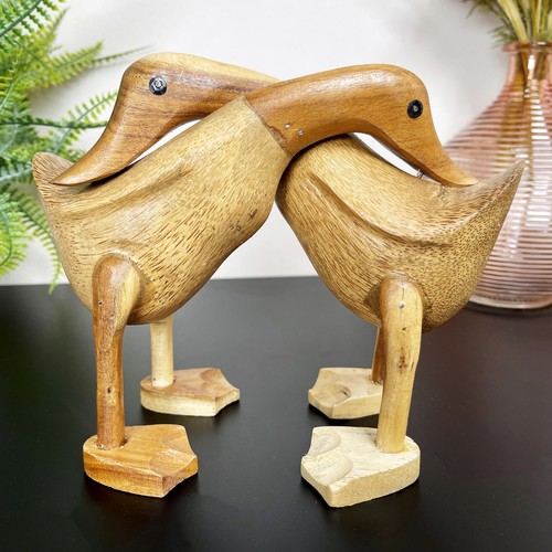 Hugging ducks ornament - ducks, wood