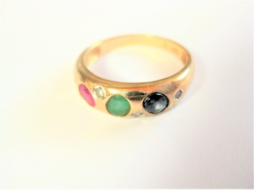 Ring gold 585 - ring, gemstones