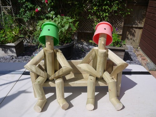 Wooden handmade flowerpot man - wooden,
