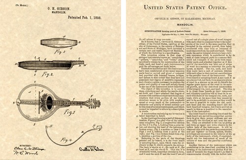 Gibson mandolin patent art - mandolin,