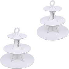 3-Tier Cake Stand White Cardboard Holds upto 24 Cupcake for Wedding Party 2-Pack