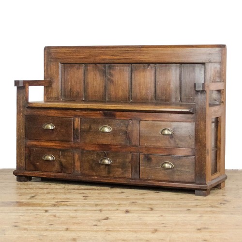 Rustic pine settle bench with - bench,
