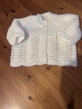 Hand Knitted Matinee Jacket Cardigan Coat New Born Baby 0-3 Months