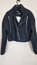 £119 BNWT ZARA Premium MANTECO WOOL BLEND BIKER AVIATOR JACKET COAT  Small