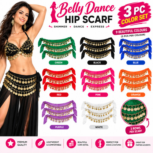 3pc belly dance - 3rows, wrap
