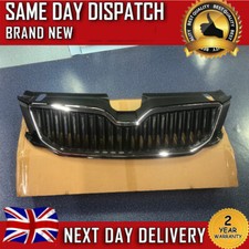 FOR SKODA OCTAVIA MK3 2013-17 GLOSS BLACK FRONT RADIATOR BUMPER GRILLE UPPER TOP