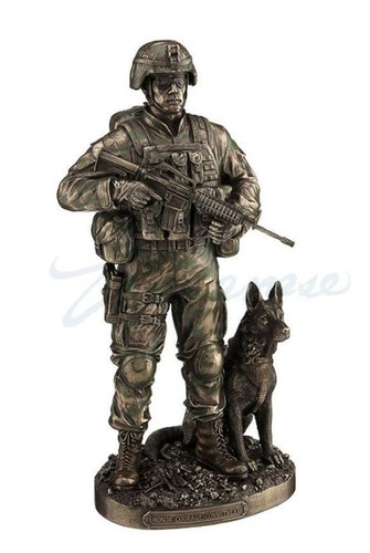 Army soldier and dog statue - soldier,