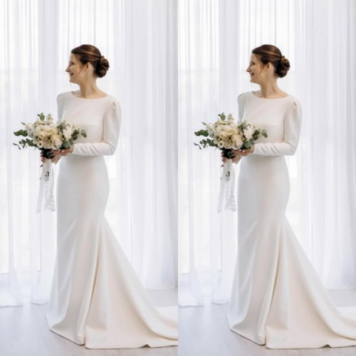 Mermaid long sleeves wedding - long,