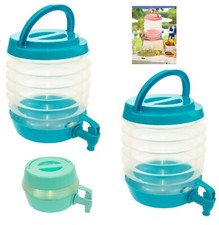 2x 3.3L Collapsible Drinks Dispenser w Tap Beverage Jar Juice Party BBQ Plastic