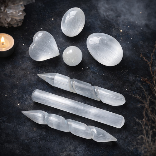 Selenite wand natural crystal - selenite,