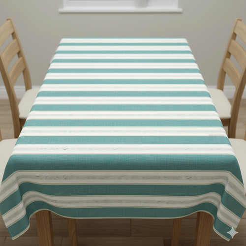 Green stripe tablecloth - tablecloth, pvc