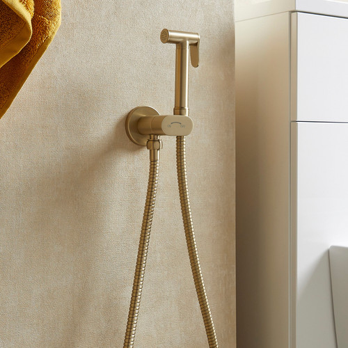 Round brushed brass bidet - brushed,