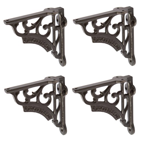Ornate iron shelf bracket - bracket,