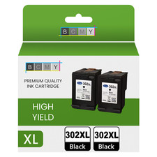 Refilled HP 302XL Black Ink x2